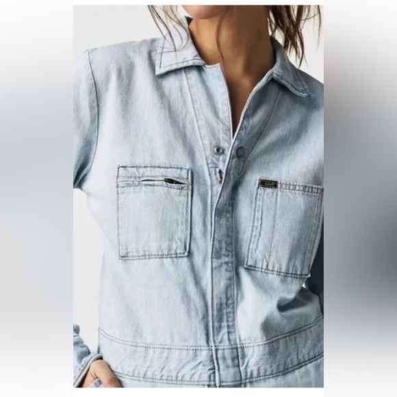 NEW free people Lee Vintage Modern Union Alls Coveralls Jumpsuit Light Wash - Picture 4 of 13